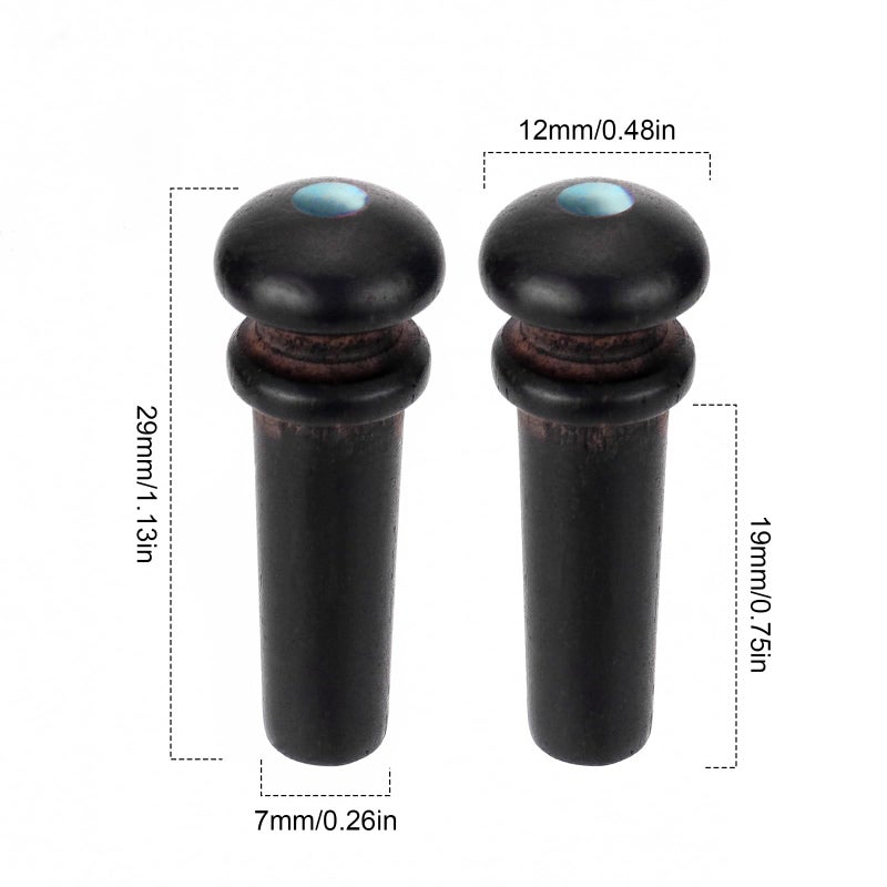 Swhmc 2PCS Ebony End Pins Black, Endpins for Acoustic Guitar Bridge Pins Pegs Guitar Parts Replacement - Image 3